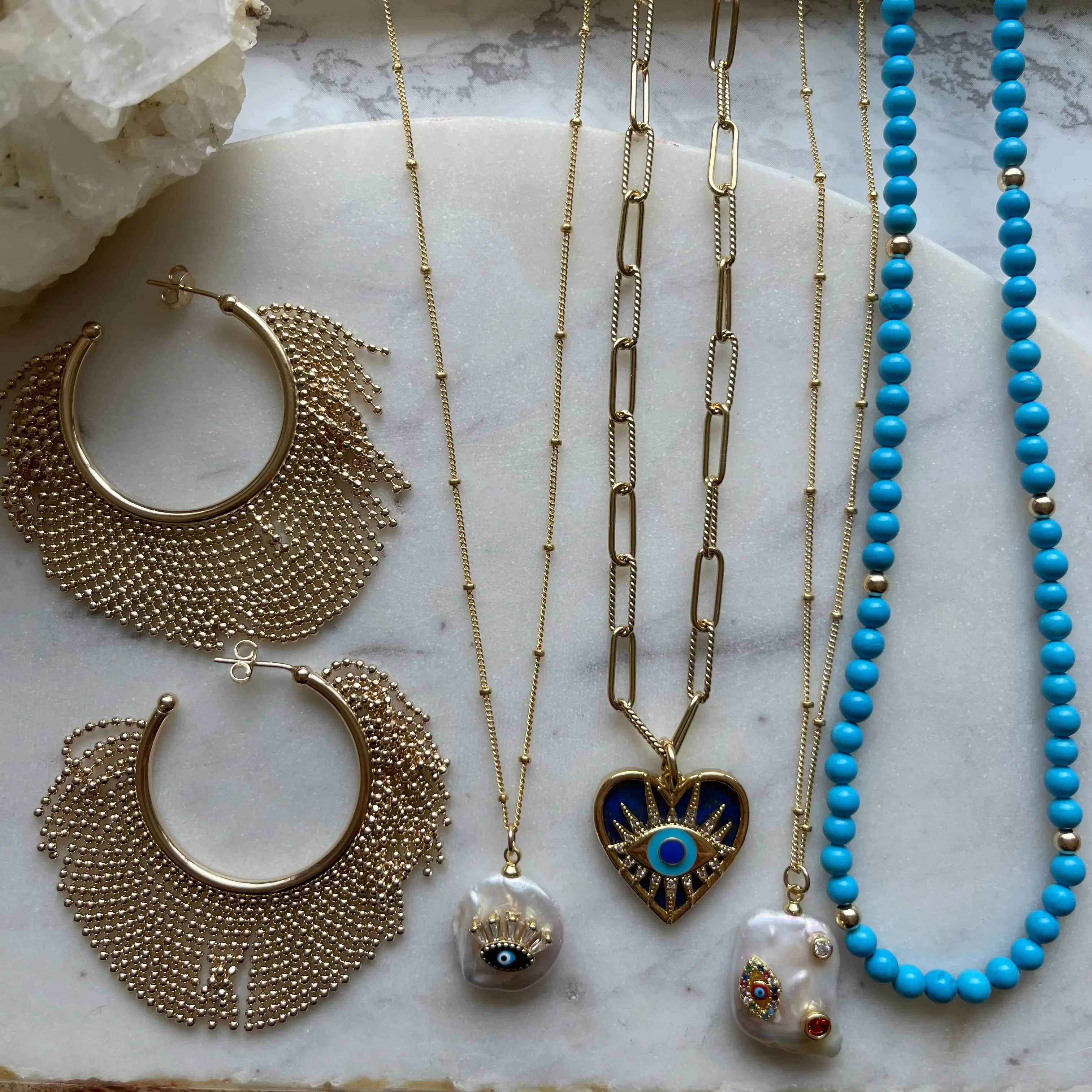 Alexandrine Necklace | Turquoise Magnesite   Gold Filled Accents