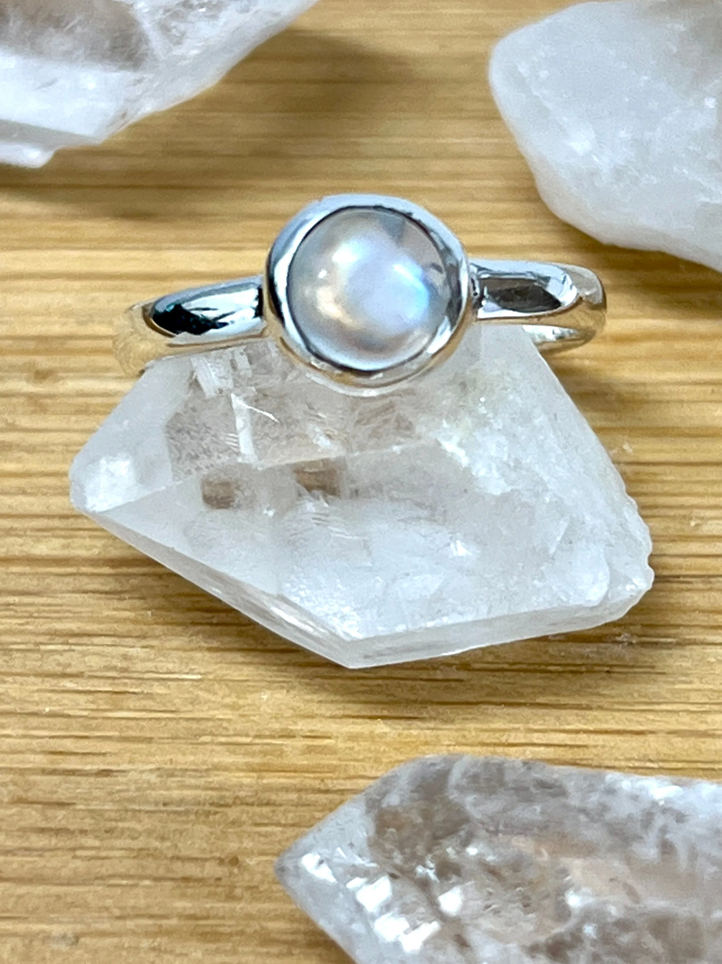 Simple Moonstone and Labradorite Stacking Ring
